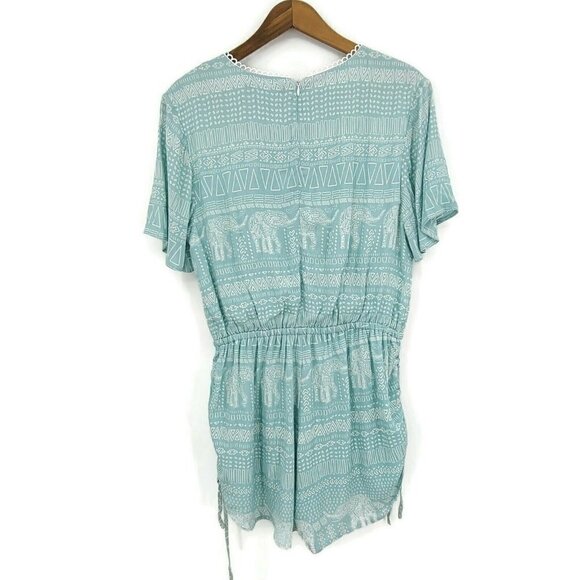 New Minkpink Getaway Drawstring Playsuit Womens M Aqua Romper V Neck - Picture 3 of 7